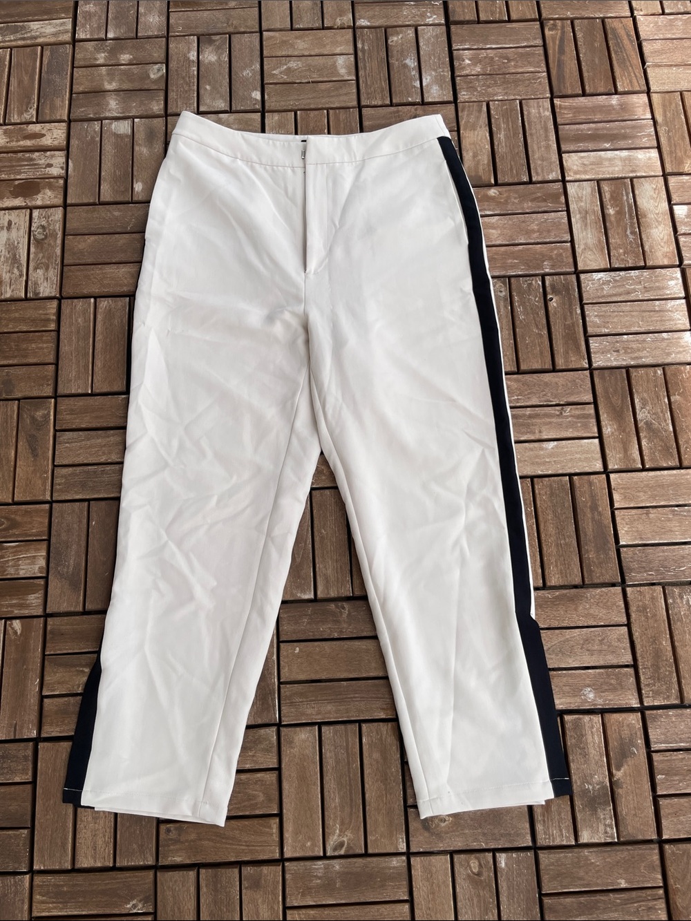 White Pants with Black Side Stripe